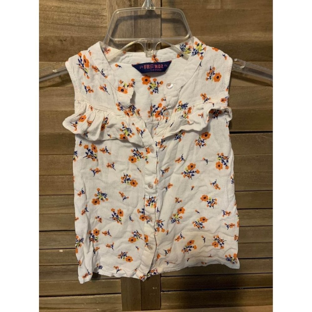Frendz Flower Print Button Up Shirt Girls Size 5/6
